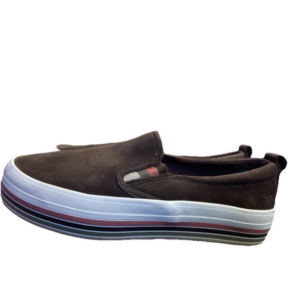 Sperry Shoes - Sperry Women’s Suede Slip-On Platform Trendy Preppy Sneakers Striped Sole